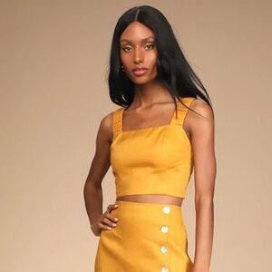 Lulu's Mustard Yellow Open Back Tank Top